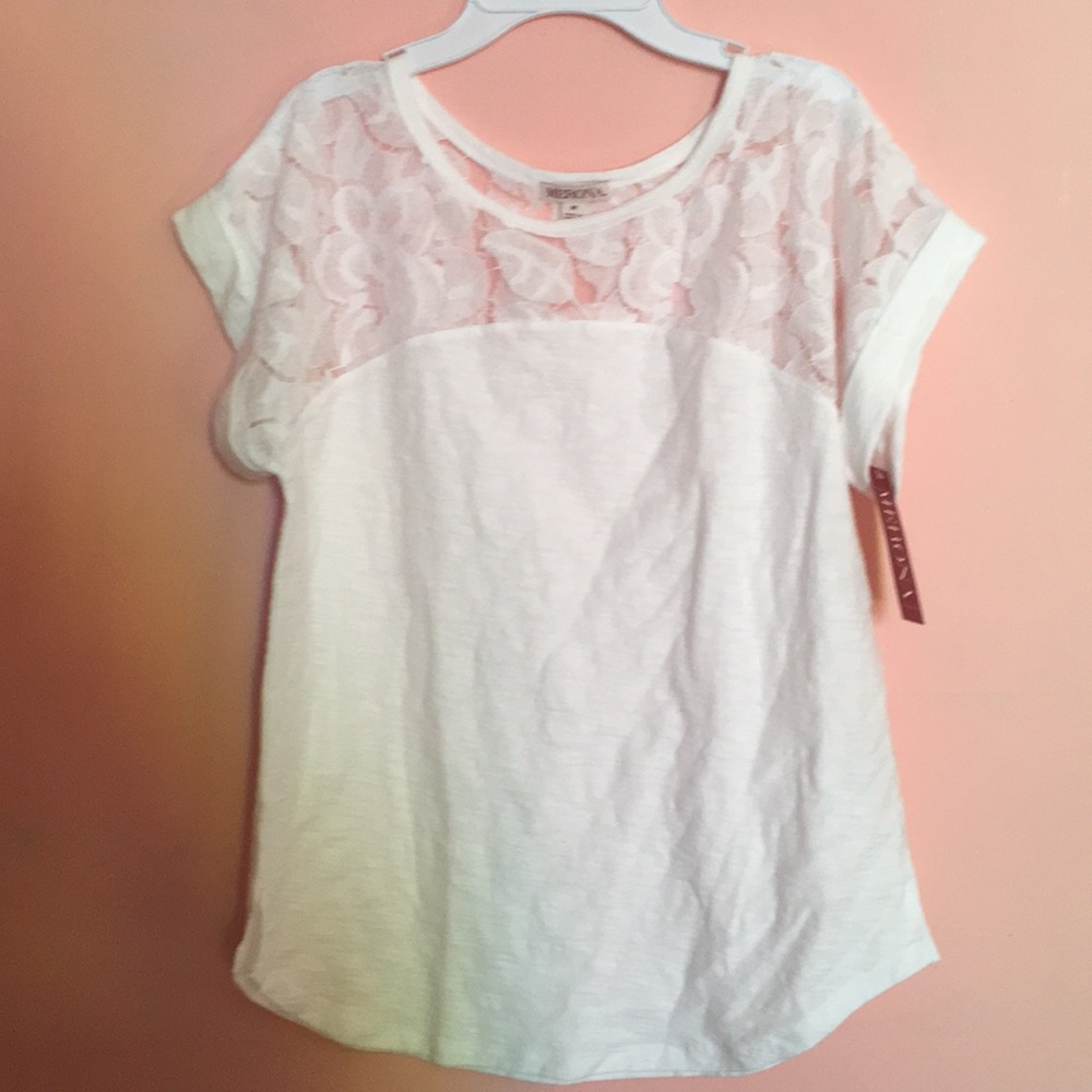 White top with shoulder lace